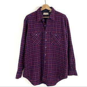 Lucien Piccard Vintage Men's Size XL Wool Plaid Button Front Shirt